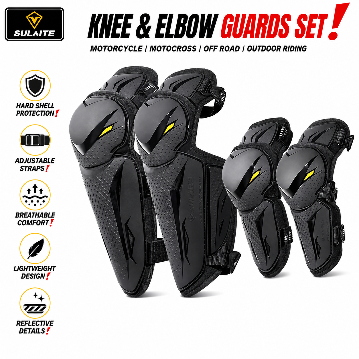 Mountain Biking Elbow Pads - SULAITE Mtb Knee Pads Motorcycle Knee