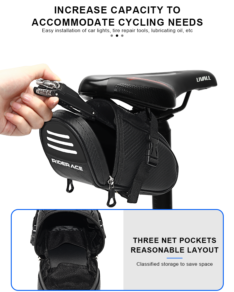 RIDERACE Bicycle Saddle Bag Sm - Mountain Biking Fanny Pack のレビューと価格
