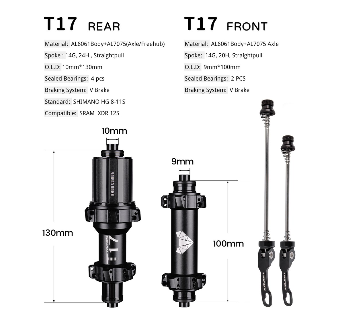 TRIFOX Road Bike Hubs 6 Bearin - Cassette 11 Speed のレビューと価格